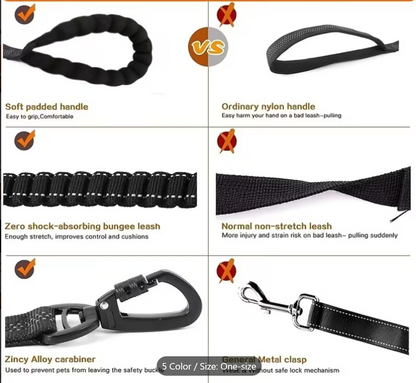 🐾 PawBuddy 4-in-1 Shock-Absorbing Dog Leash – Khaki Edition 🐾